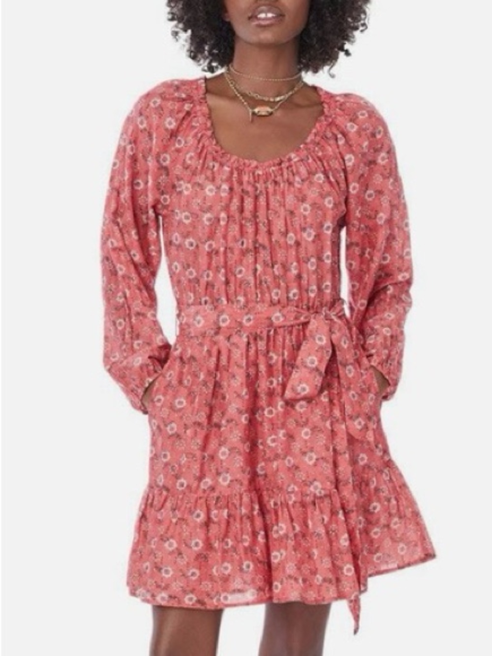 NWT XIRENA Jia Mini Dress Coral Blush Floral Silk Cotton Size XS